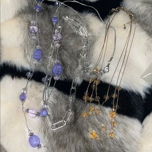 3 necklace bundle Purple Beaded Multi-Strand Necklace Set - Women Jewelry